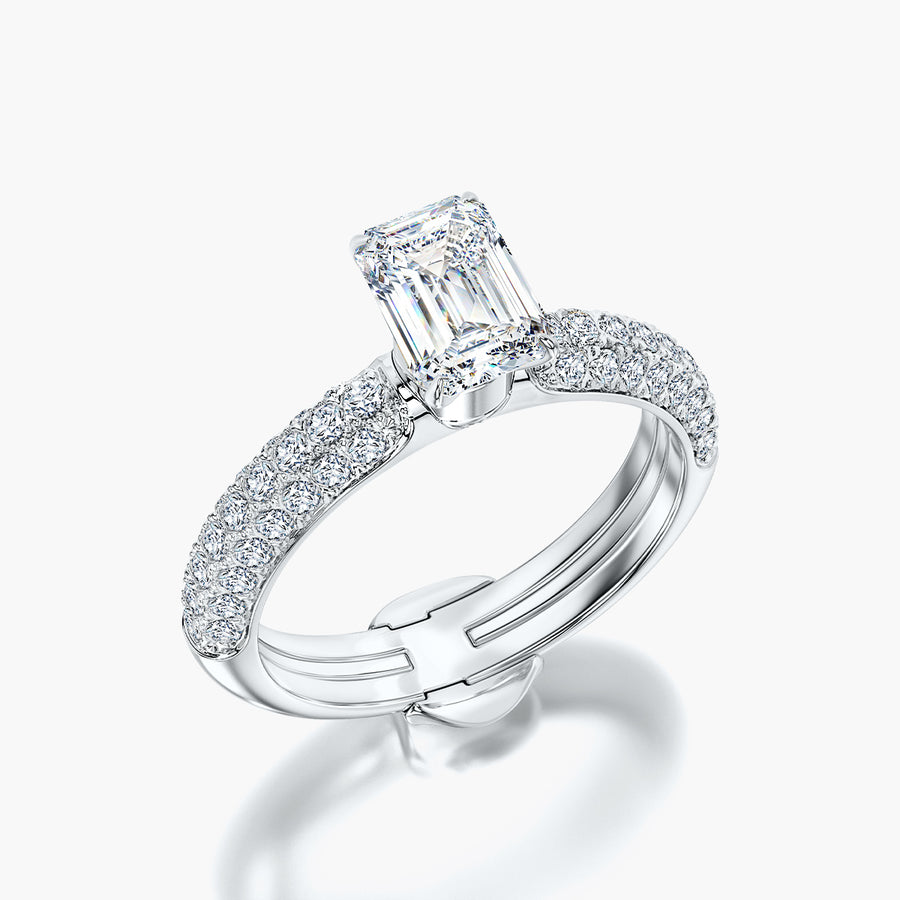 Pave Dome TRing & Emerald Classic 1.0ct