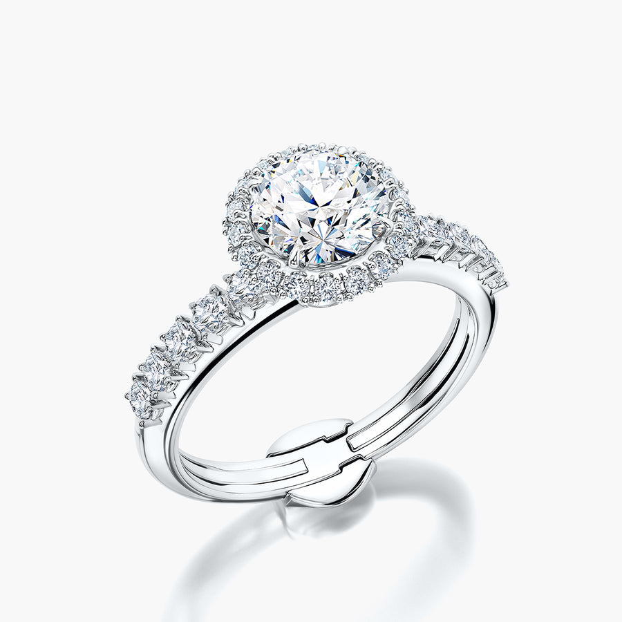 Side Stone TRing & Round Halo 1.0ct