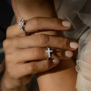 Side Stone TRing & Charm Amulet Cross