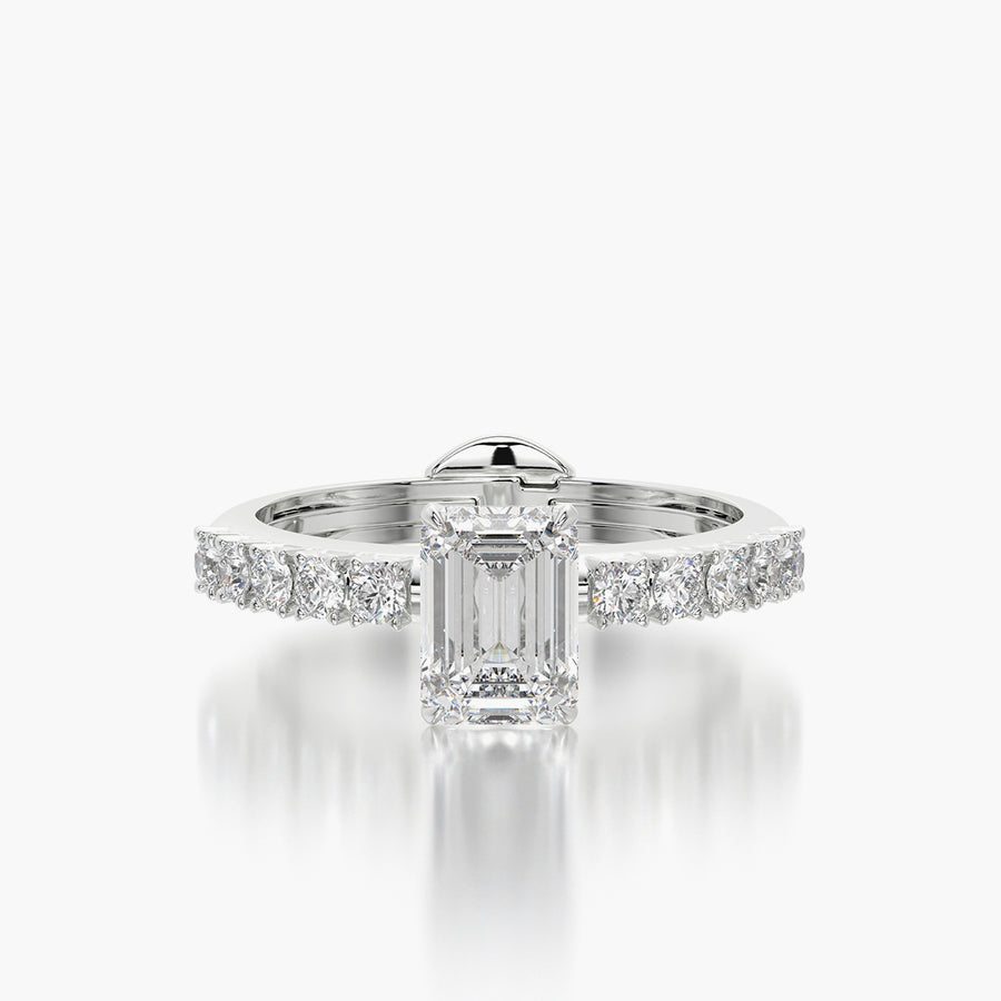 Side Stone TRing & Emerald Classic 1.0ct