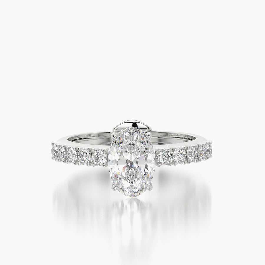Side Stone TRing & Oval Classic 1.0ct