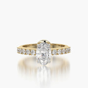 Side Stone TRing & Oval Classic 1.0ct
