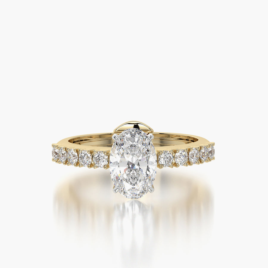 Side Stone TRing & Oval Classic 1.0ct