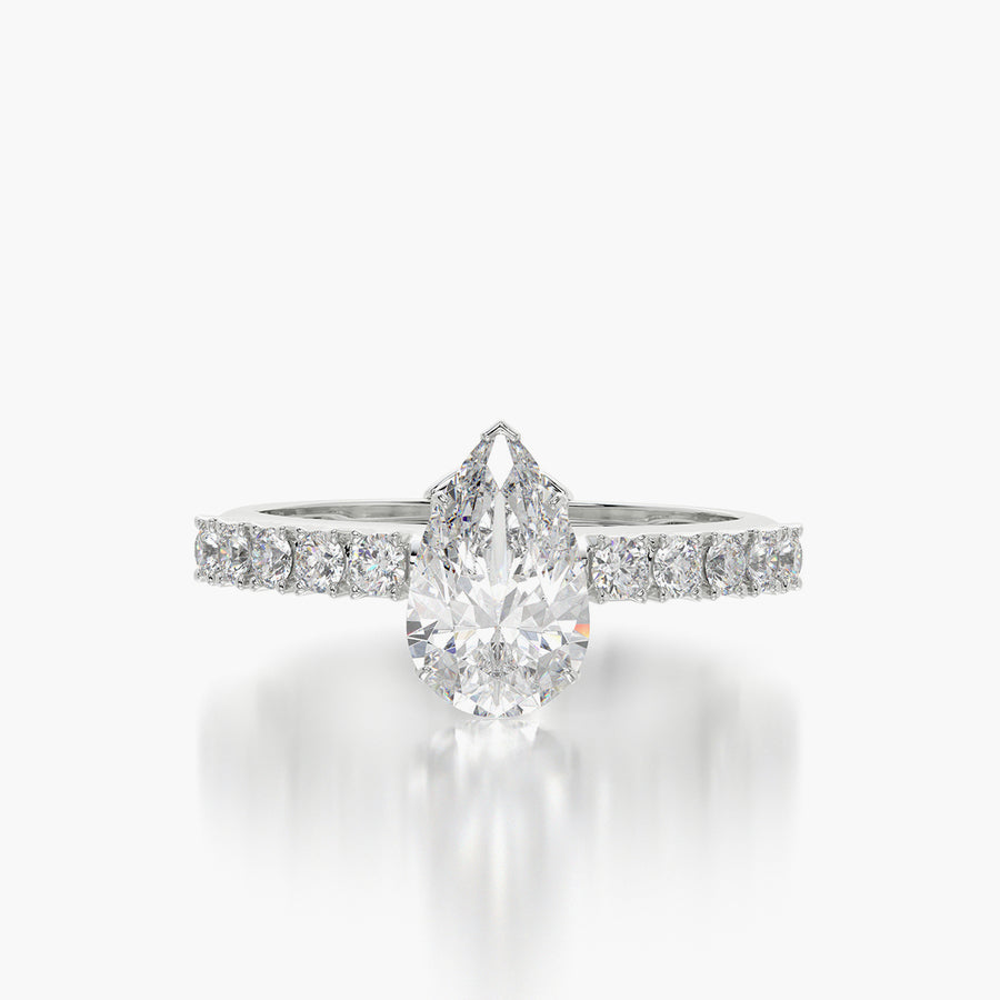Side Stone TRing & Pear Fantasy 1.0ct