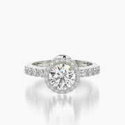 Side Stone TRing & Round Halo 1.0ct