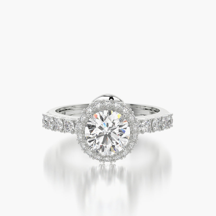 Side Stone TRing & Round Halo 1.0ct