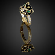 Rounded TRing & Charm Golden Panther