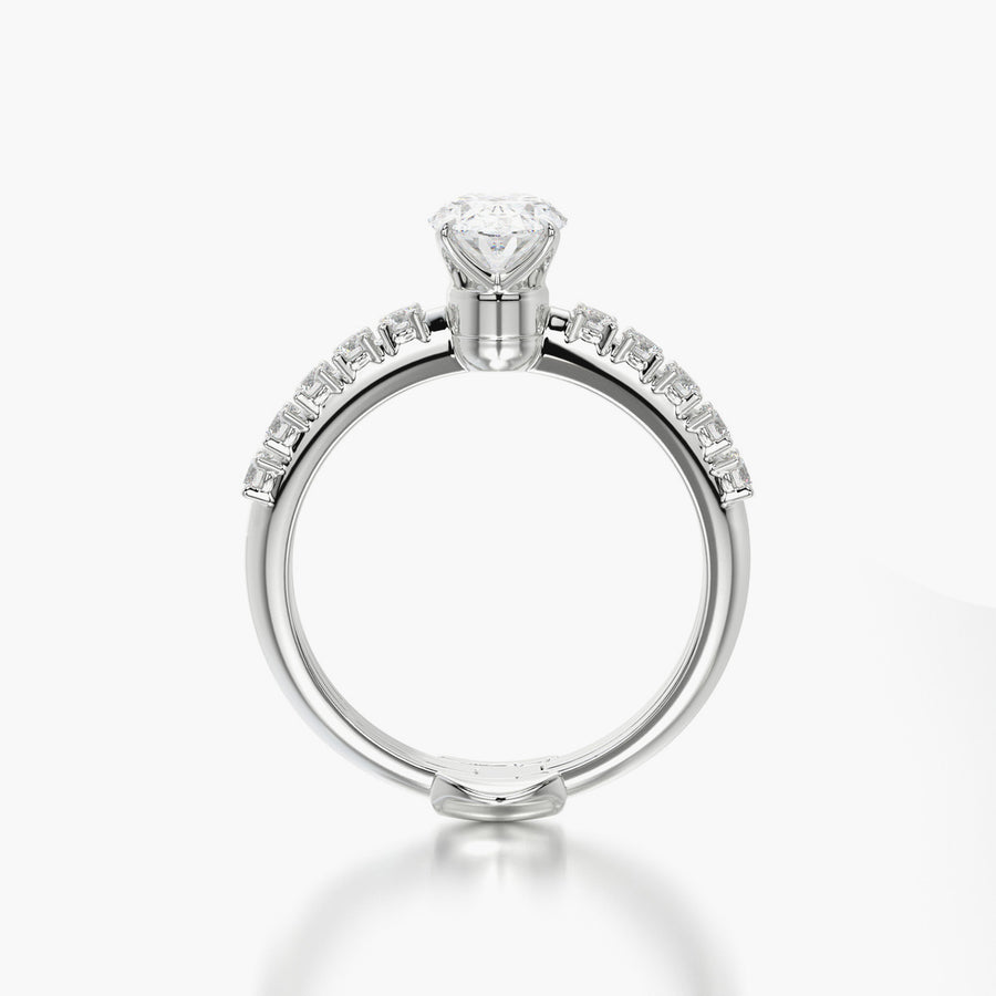 Side Stone TRing & Oval Classic 1.0ct