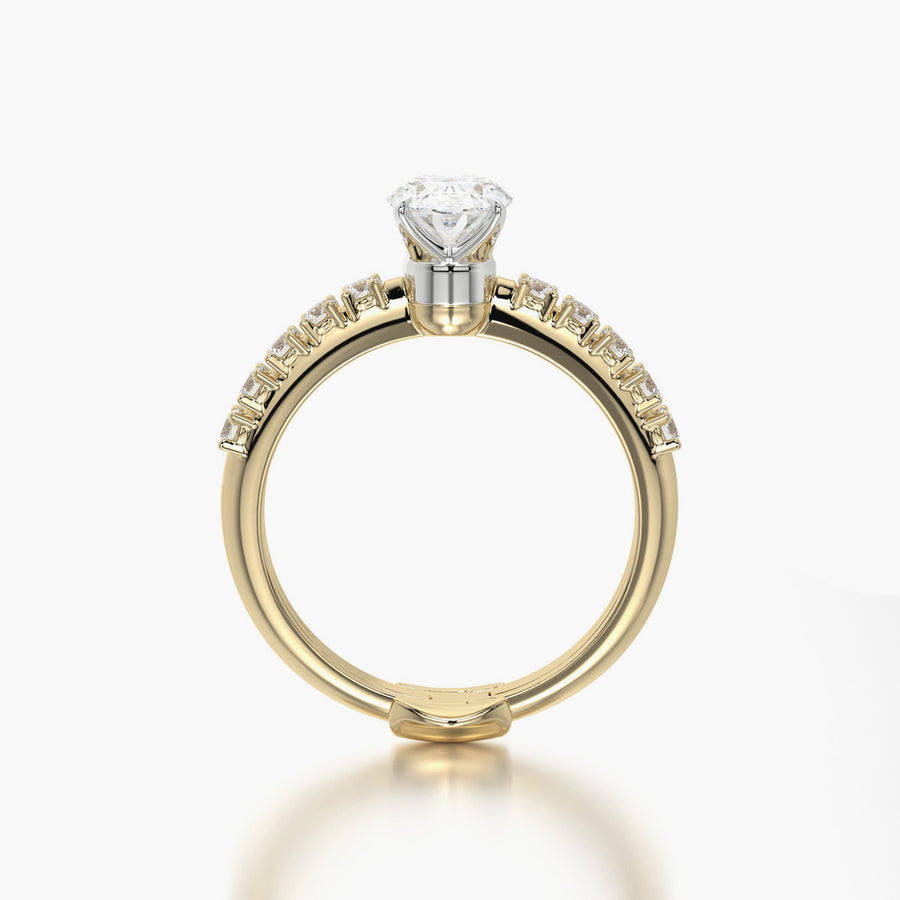 Side Stone TRing & Oval Classic 1.0ct