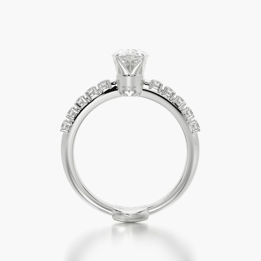 Side Stone TRing & Pear Fantasy 1.0ct