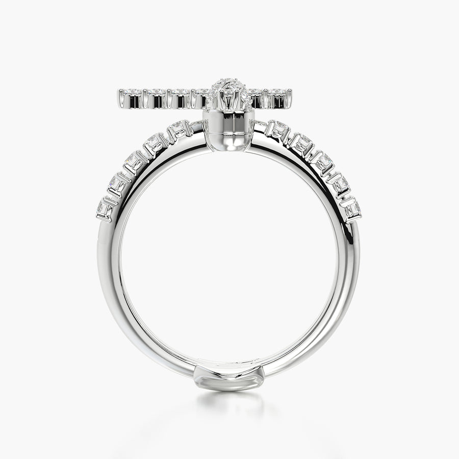 Side Stone TRing & Charm Amulet Cross