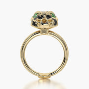 Rounded TRing & Charm Golden Panther