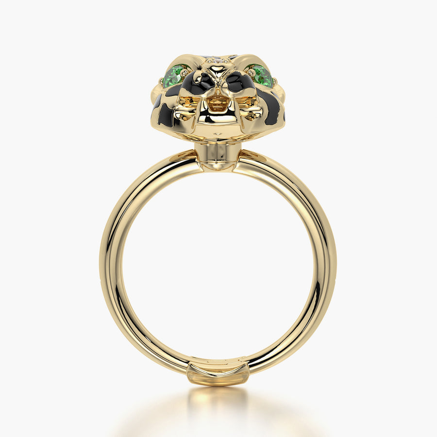 Rounded TRing & Charm Golden Panther