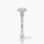 Side Stone TRing & Round Halo 1.0ct