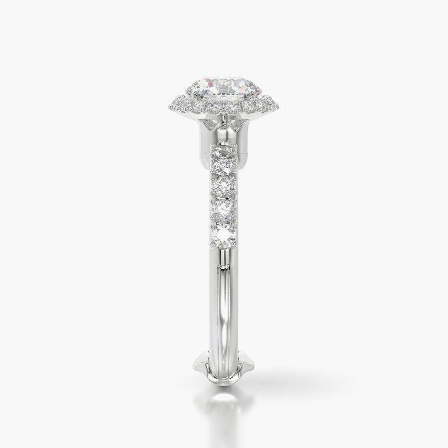 Side Stone TRing & Round Halo 1.0ct