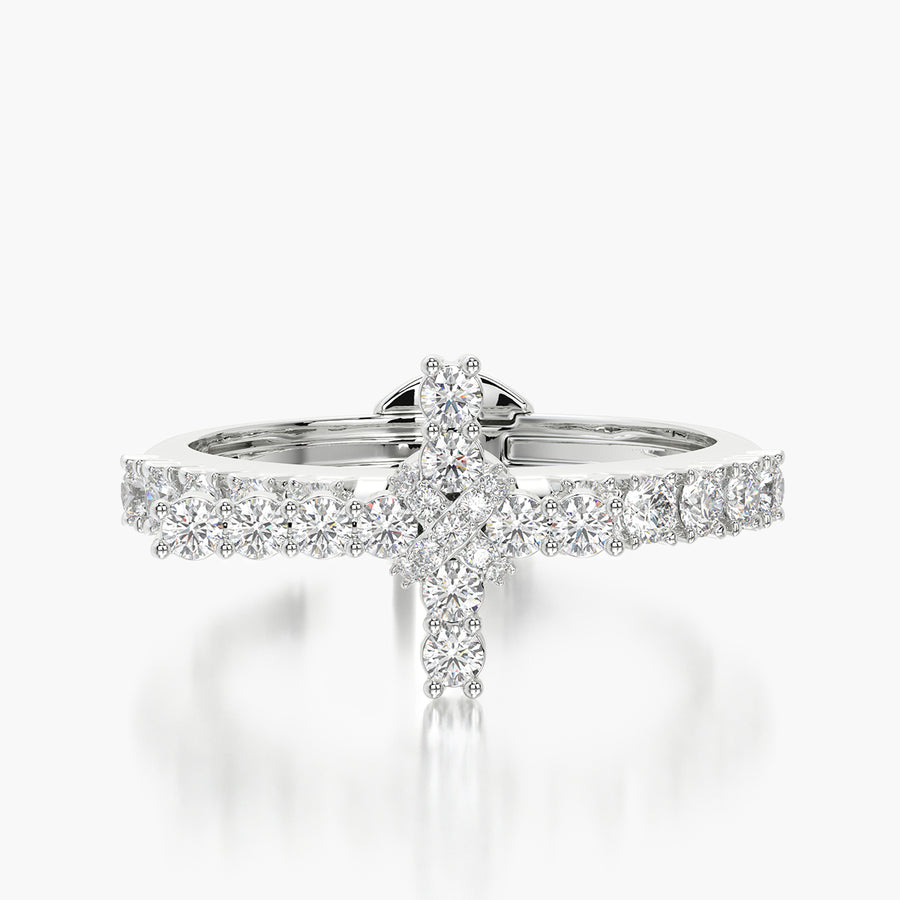 Side Stone TRing & Charm Amulet Cross