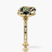 Rounded TRing & Charm Golden Panther