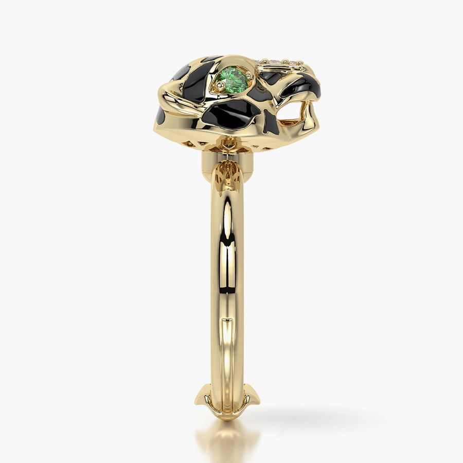 Rounded TRing & Charm Golden Panther