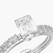 Side Stone TRing & Emerald Classic 1.0ct