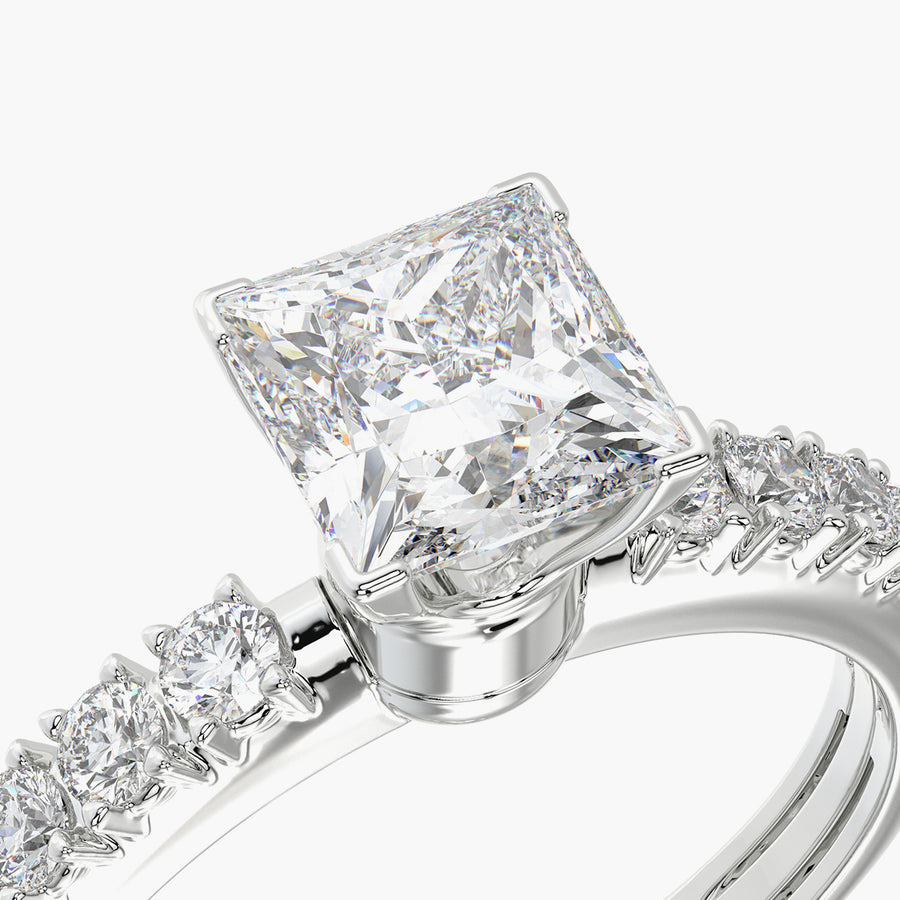 Side Stone TRing & Princess Fantasy 1.0ct