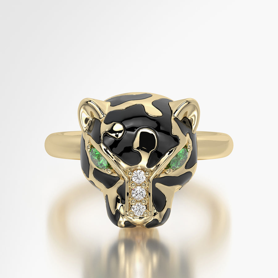 Rounded TRing & Charm Golden Panther
