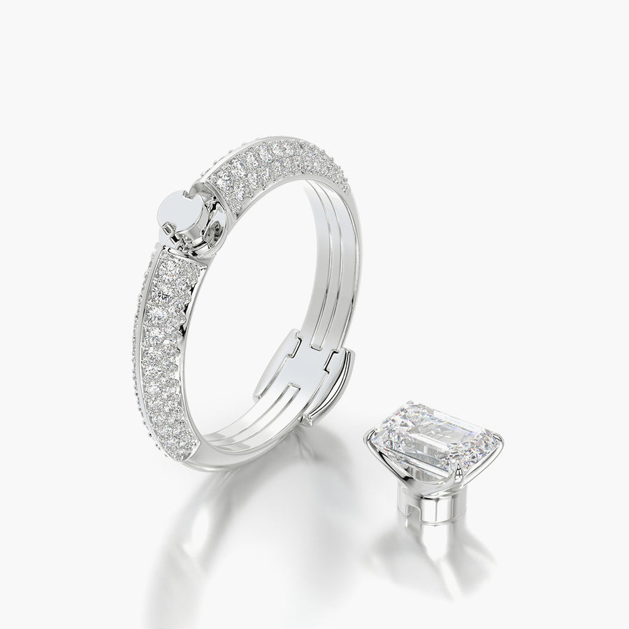 Pave TRing & Emerald Classic 1.0ct