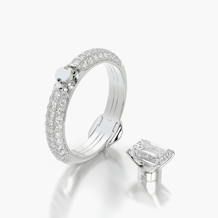 Pave Dome TRing & Emerald Classic 1.0ct