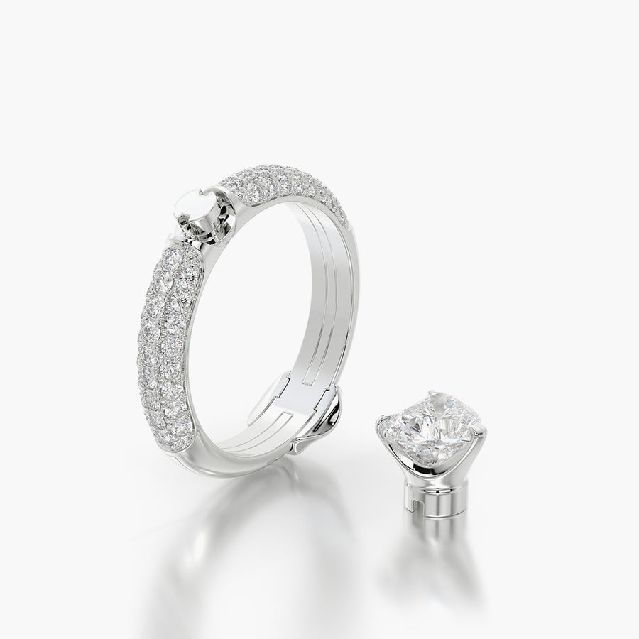 Pave Dome TRing & Heart Fantasy 1.0ct