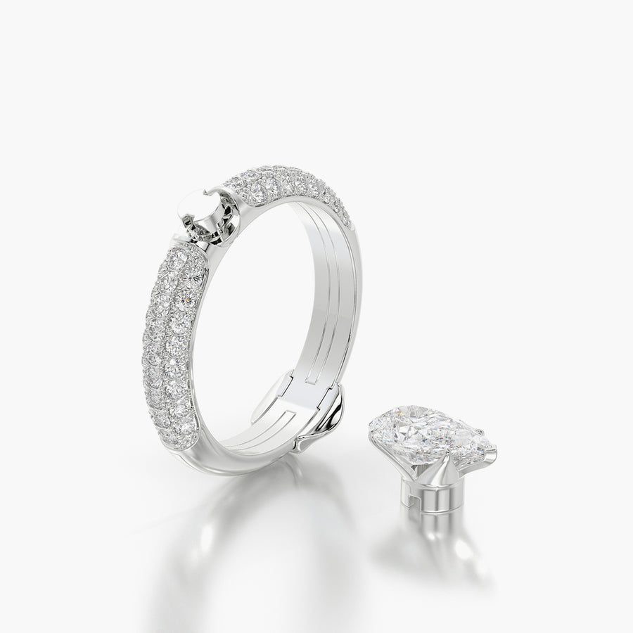 Pave Dome TRing & Pear Fantasy 1.0ct