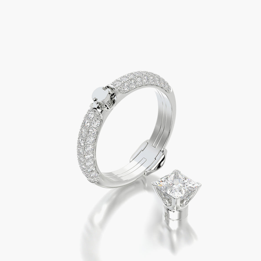 Pave Dome TRing & Princess Fantasy 1.0ct