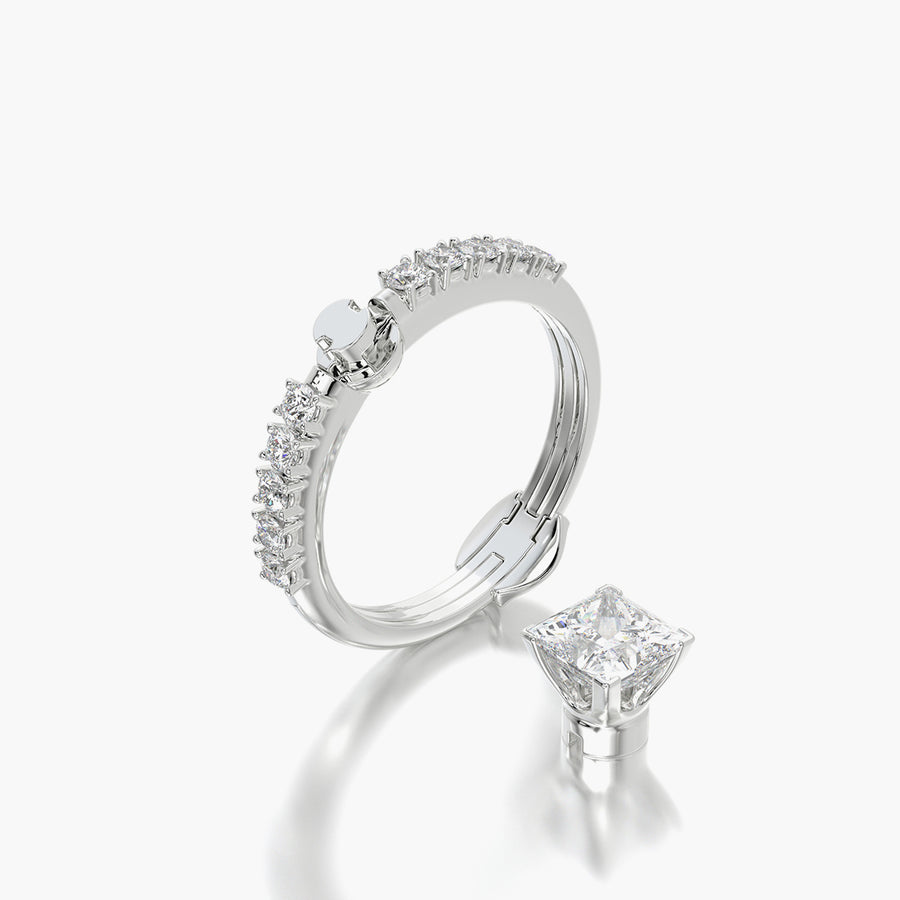 Side Stone TRing & Princess Fantasy 1.0ct