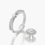 Side Stone TRing & Round Halo 1.0ct