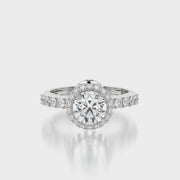 Side Stone TRing & Round Halo 1.0ct