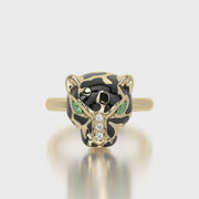 Rounded TRing & Charm Golden Panther