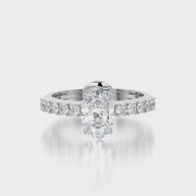 Side Stone TRing & Oval Classic 1.0ct