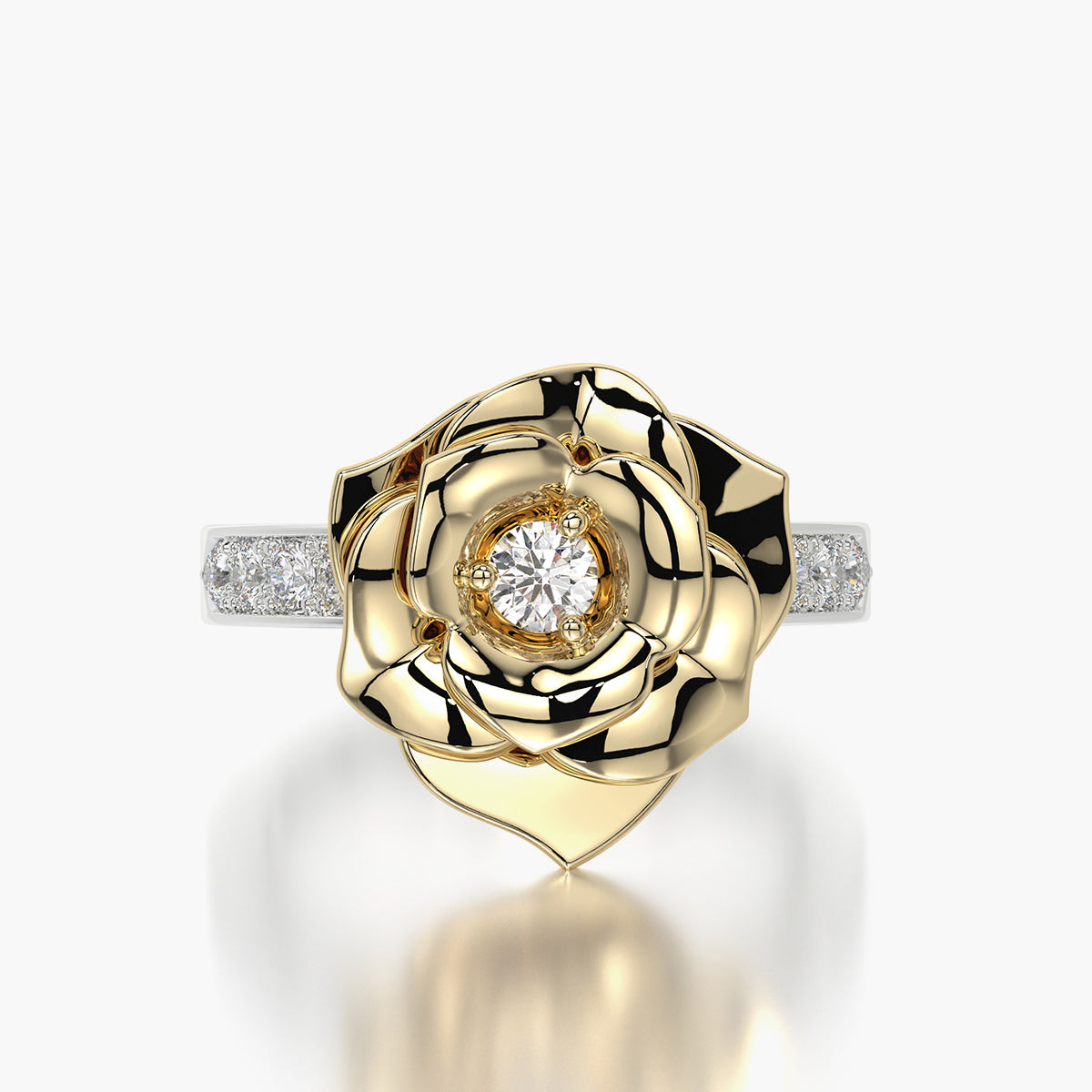 Channel Set TRing & Charm Yellow Rose