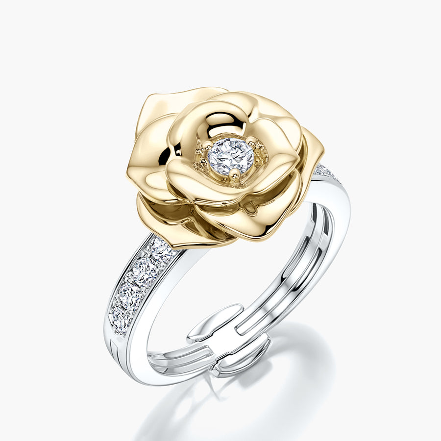 Channel Set TRing & Charm Yellow Rose