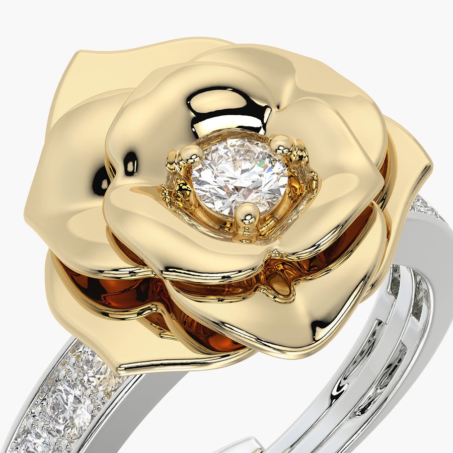 Channel Set TRing & Charm Yellow Rose